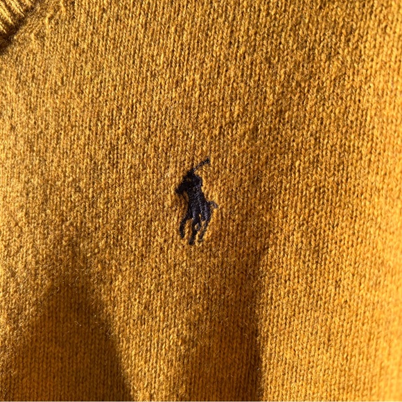 Polo by Ralph Lauren Men's V-Neck Sweater in Mustard Yellow - Picture 3 of 6